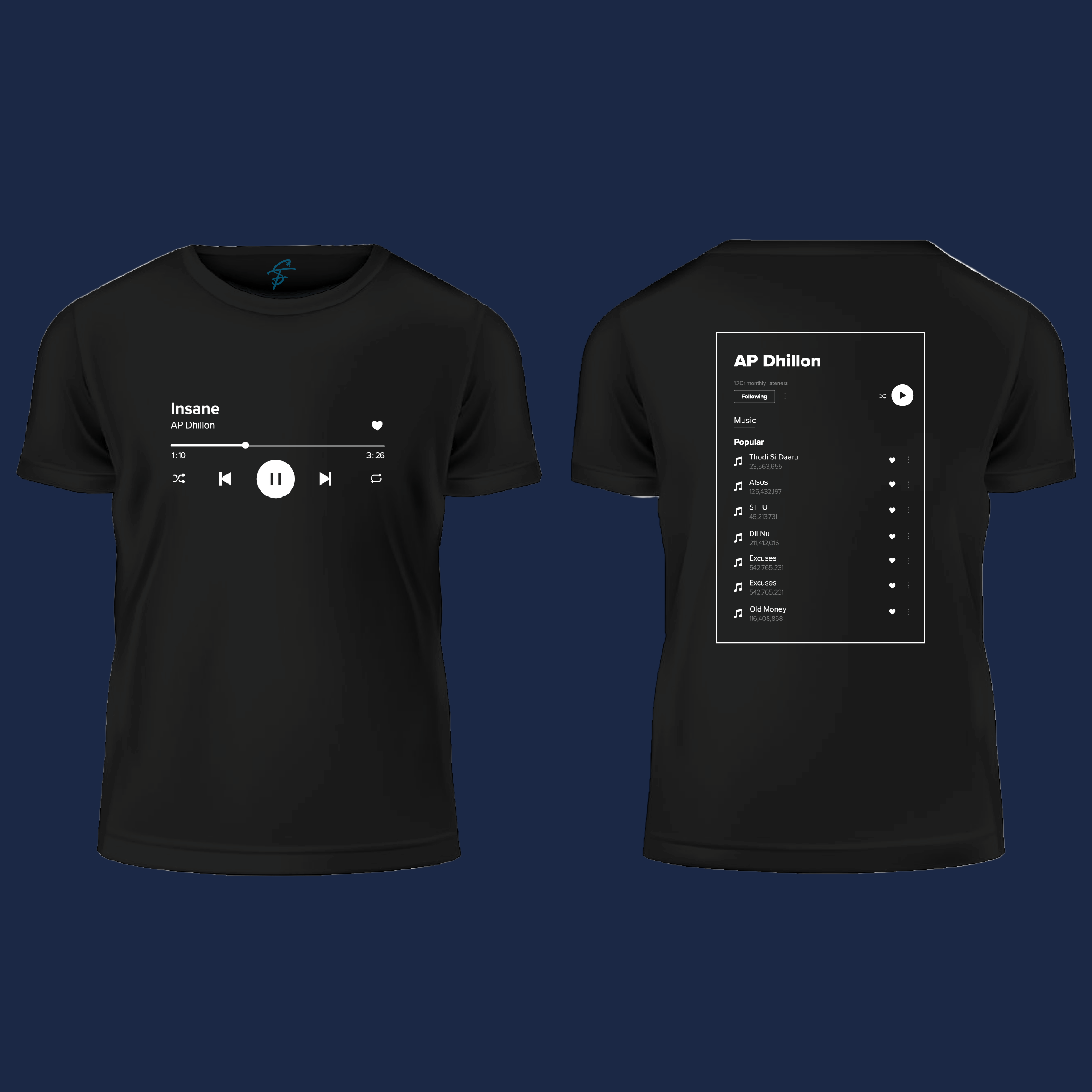 Ap Dhillon Playlist, T-Shirt, 100% Cotton